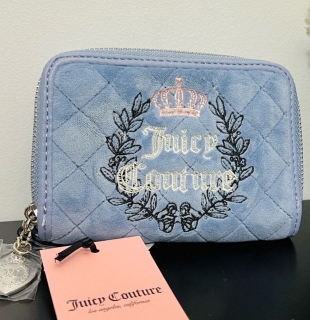 💙▪️Juicy Couture▪️Royal Couture Med Double Zipper Around Slate Blue Wallet